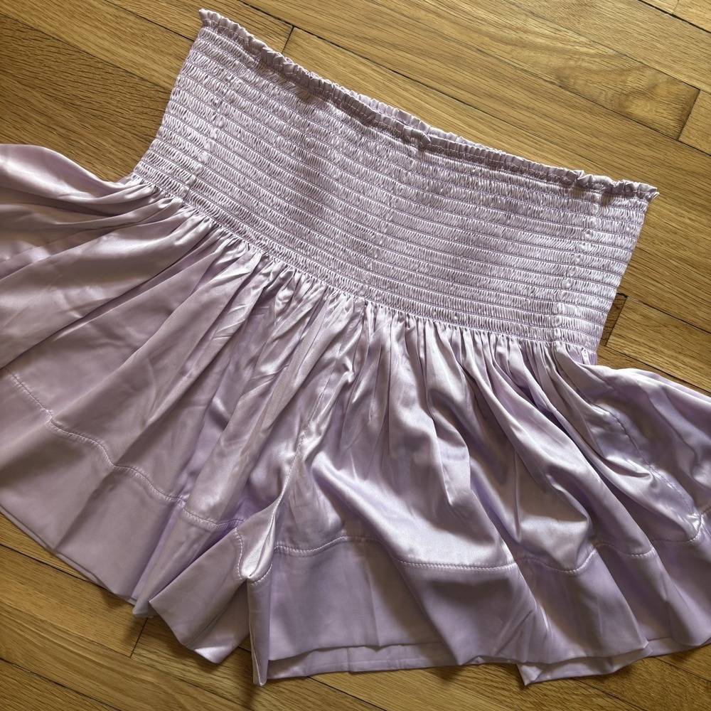 Natural Life Daisy Shorts Womens Medium Lavender High Waisted Silky Satin Cute
